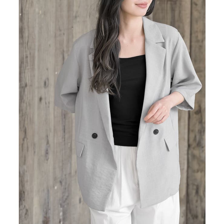 グレー | リネンライク半袖ジャケット | rps