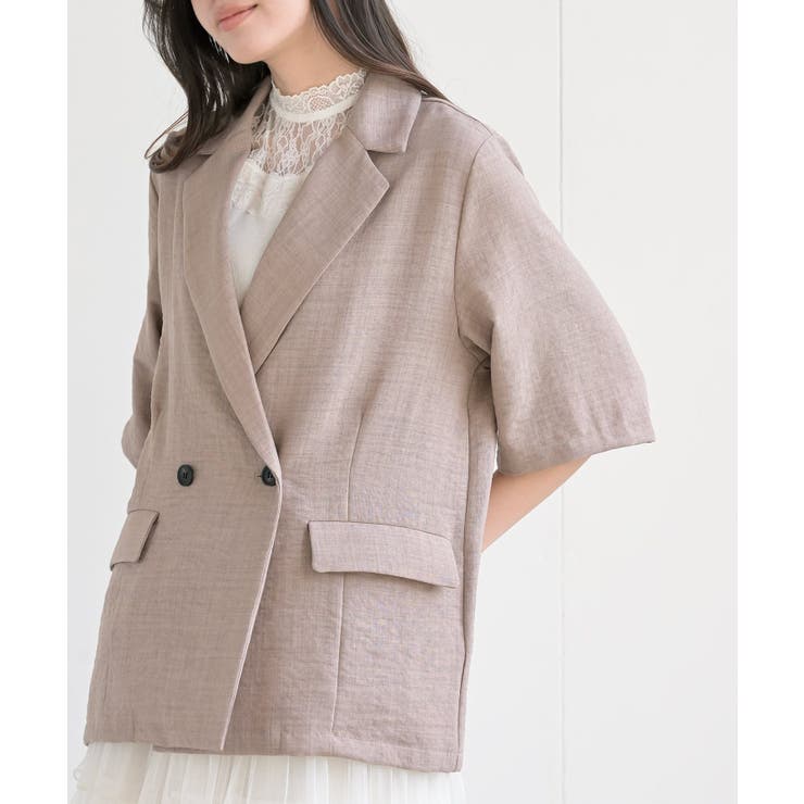 ベージュ | リネンライク半袖ジャケット | rps
