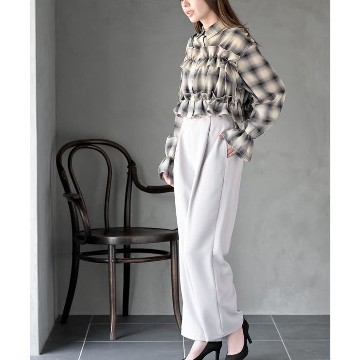 フリルリボンチェックキャンディ袖ブラウス | rps | 詳細画像13 