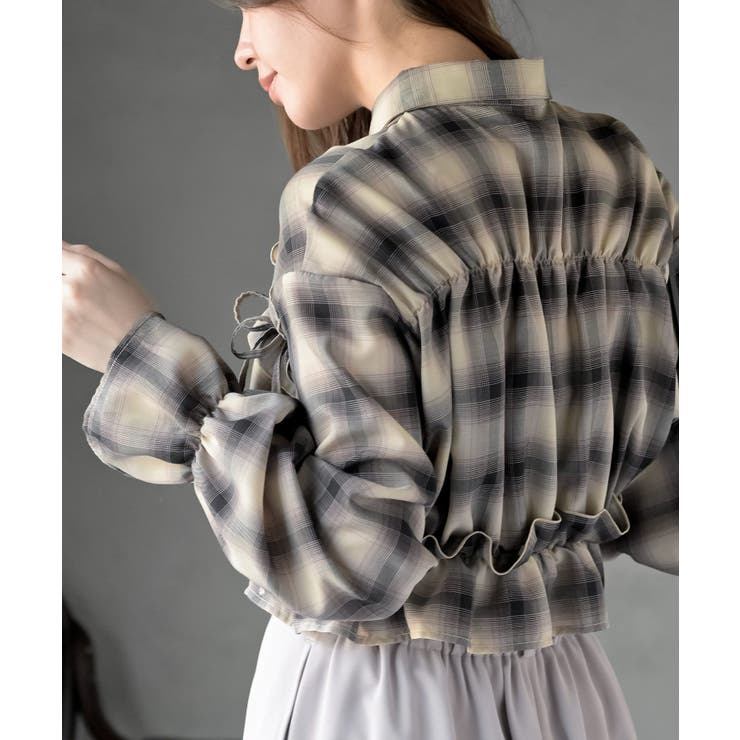フリルリボンチェックキャンディ袖ブラウス | rps | 詳細画像16 