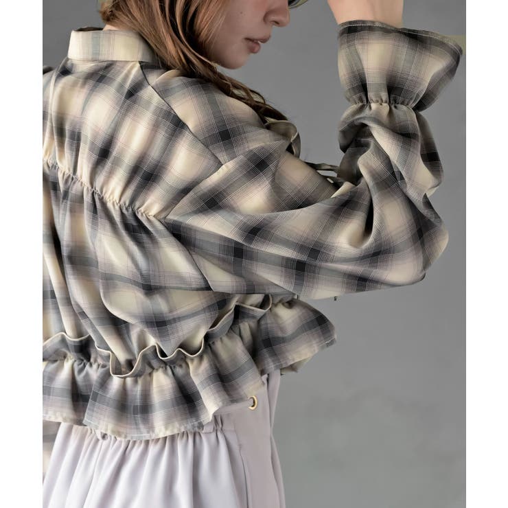 フリルリボンチェックキャンディ袖ブラウス | rps | 詳細画像17 
