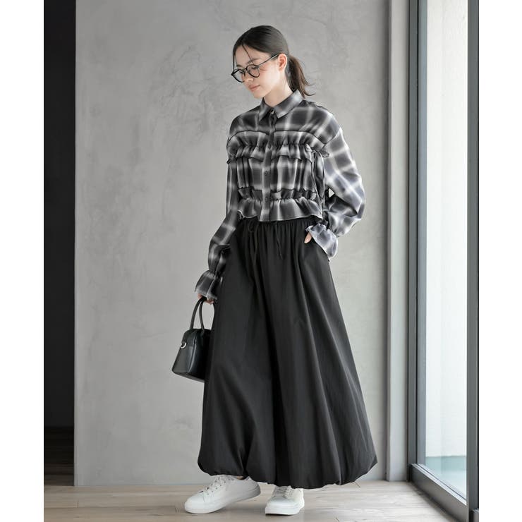 フリルリボンチェックキャンディ袖ブラウス | rps | 詳細画像2 
