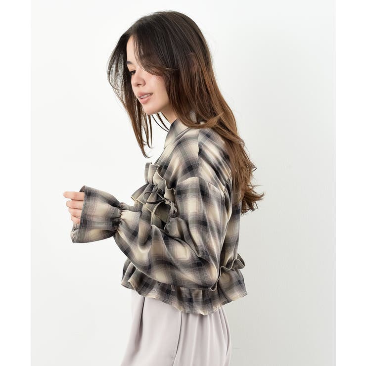 フリルリボンチェックキャンディ袖ブラウス | rps | 詳細画像26 