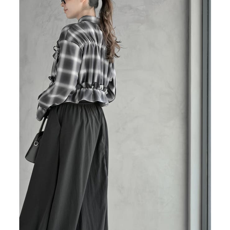 フリルリボンチェックキャンディ袖ブラウス | rps | 詳細画像3 