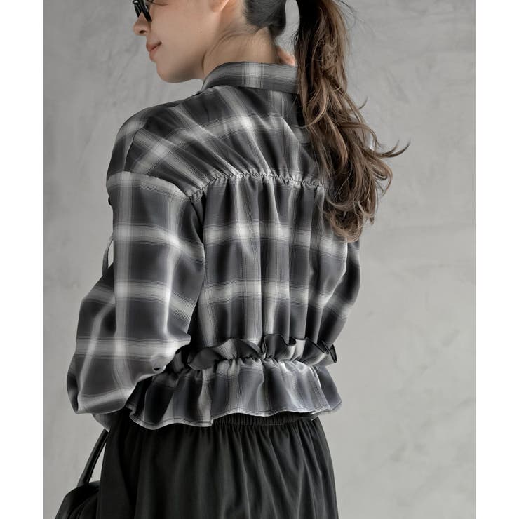 フリルリボンチェックキャンディ袖ブラウス | rps | 詳細画像8 