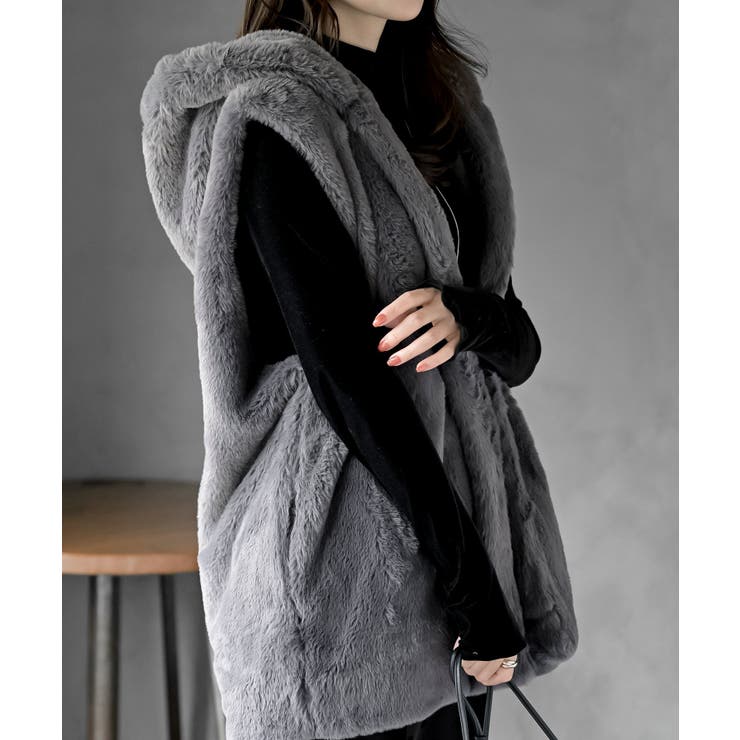 フェイクファーフードベスト[品番：RPSW0000251]｜rps（アールピーエス