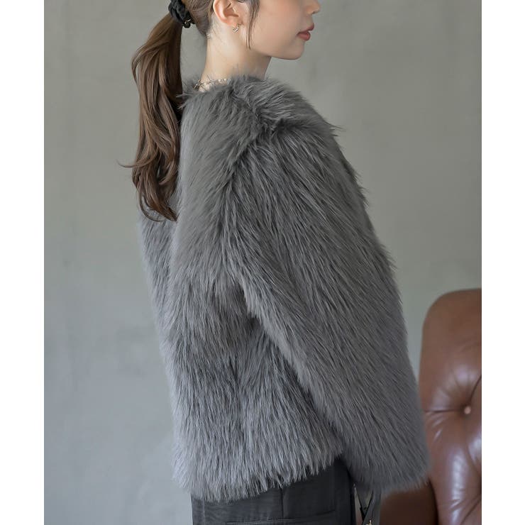 95%off❣️美品GRES PARIS⭐️ファー付きダマスクコート定価41万8千円 スタンドカラーロングコート[品番：MKSW0066698]｜EVRIS