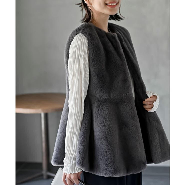 フェイクファーペプラムベスト[品番：RPSW0003940]｜rps（アール