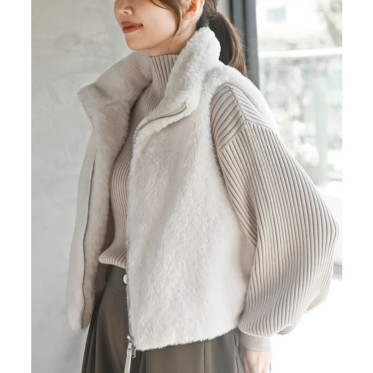 フェイクファーWジップベスト[品番：RPSW0003941]｜rps（アール