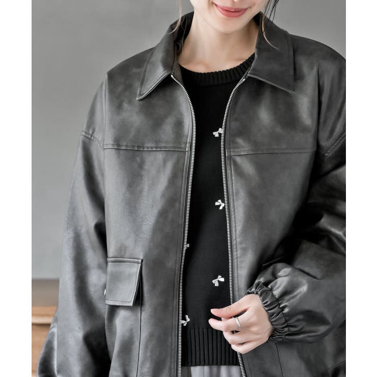 フェイクレザーステンカラーブルゾン | rps | 詳細画像14 