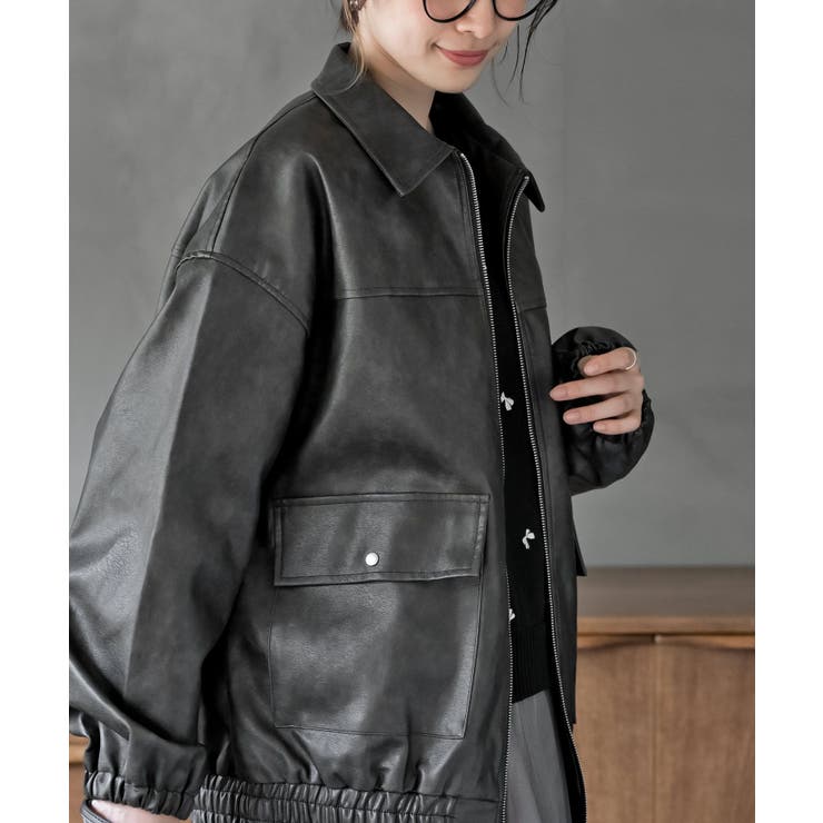 フェイクレザーステンカラーブルゾン | rps | 詳細画像15 