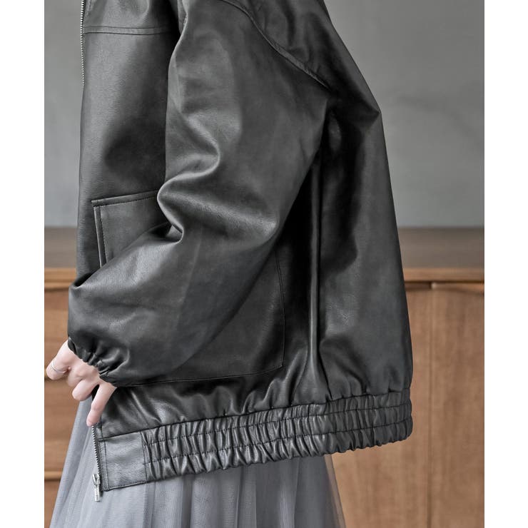 フェイクレザーステンカラーブルゾン | rps | 詳細画像17 