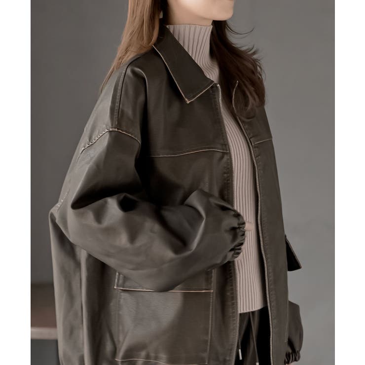 フェイクレザーステンカラーブルゾン | rps | 詳細画像19 