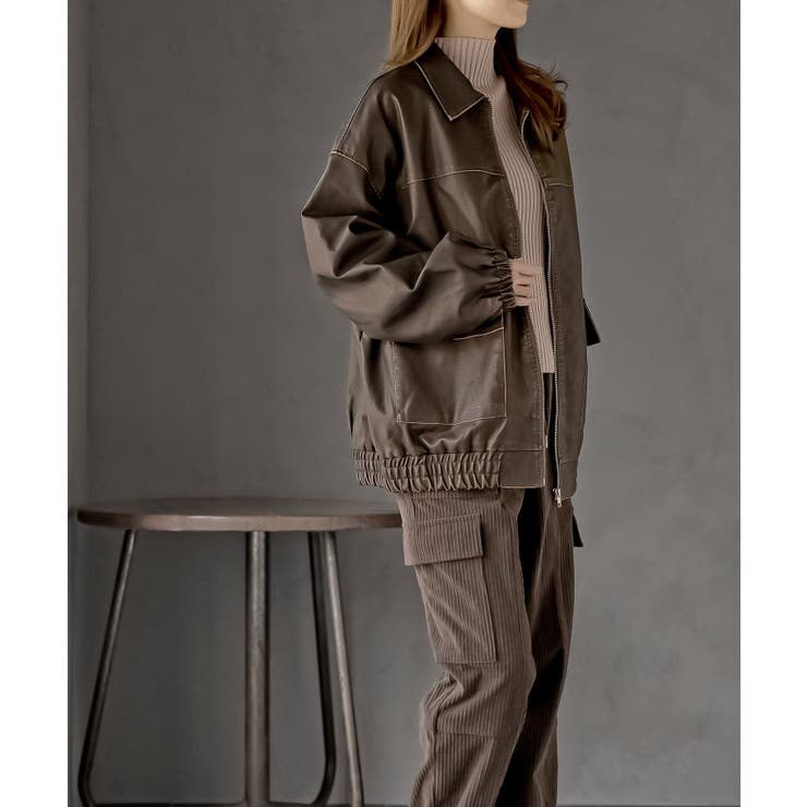 フェイクレザーステンカラーブルゾン | rps | 詳細画像22 