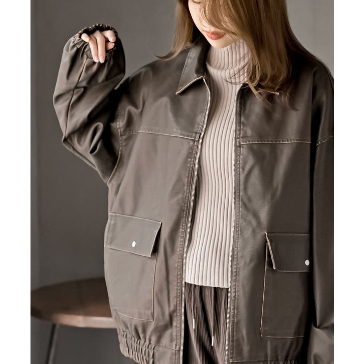 フェイクレザーステンカラーブルゾン | rps | 詳細画像25 