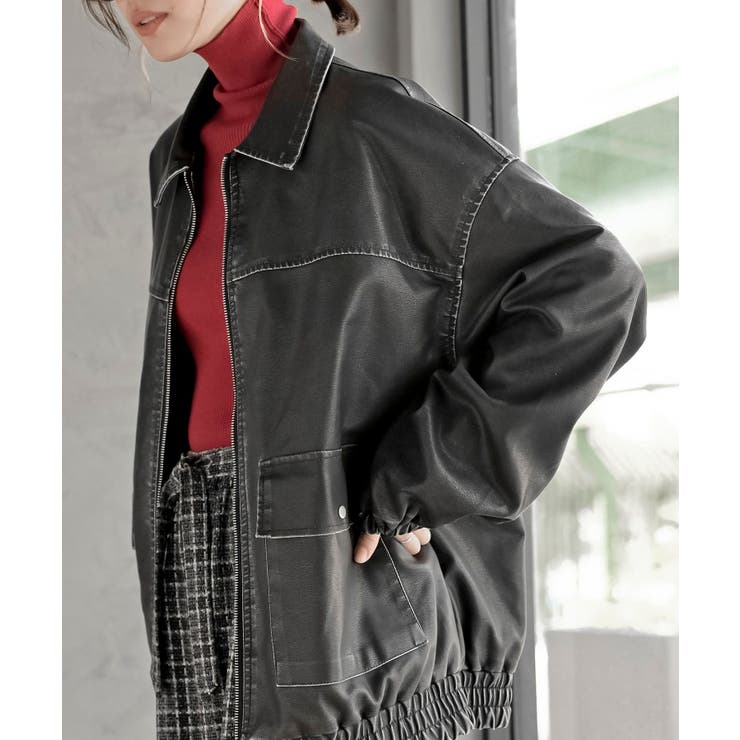 フェイクレザーステンカラーブルゾン | rps | 詳細画像3 