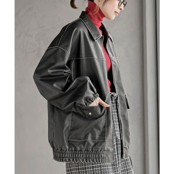 フェイクレザーステンカラーブルゾン | rps | 詳細画像5 