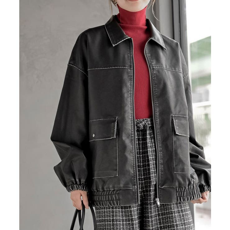 フェイクレザーステンカラーブルゾン | rps | 詳細画像9 