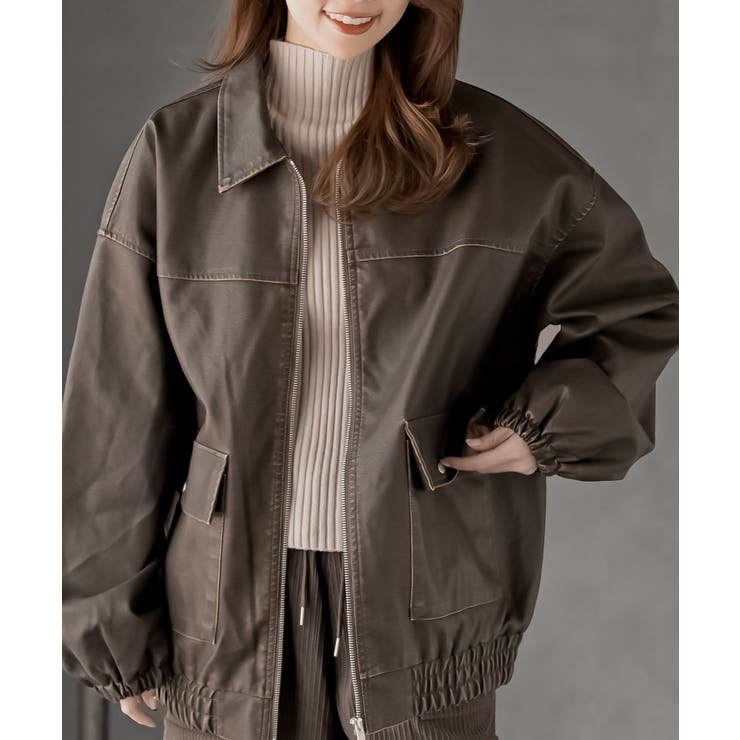 ブラウン | フェイクレザーステンカラーブルゾン | rps