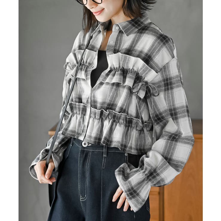 起毛チェックフリルシャツ[品番：RPSW0004004]｜rps（アールピーエス