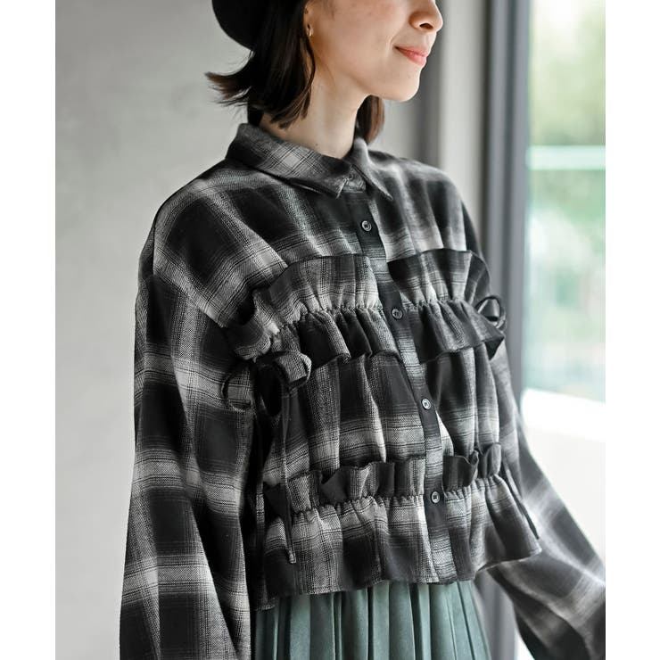 起毛チェックフリルシャツ | rps | 詳細画像14 