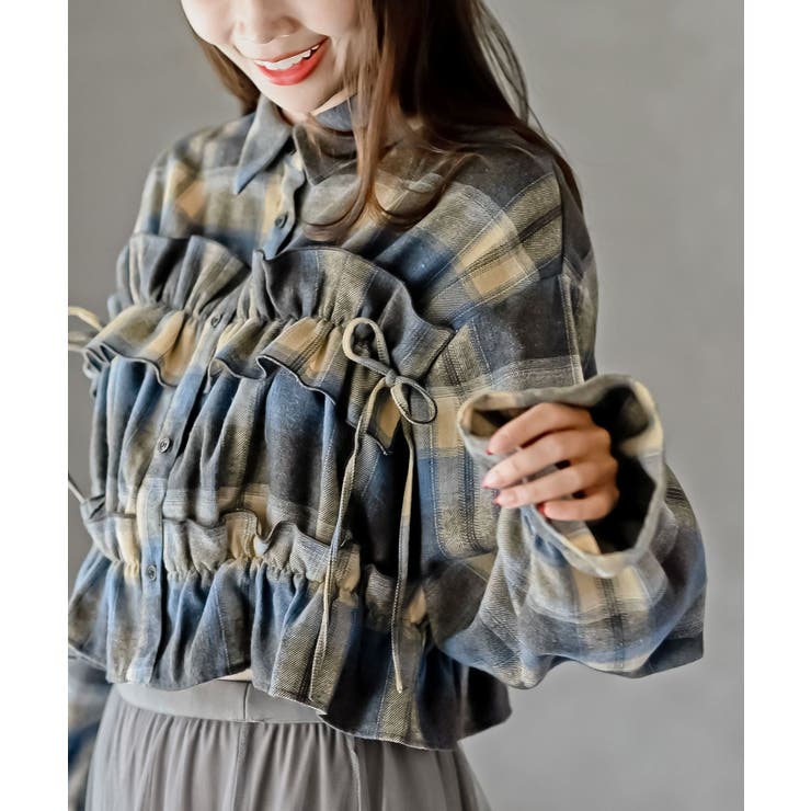 起毛チェックフリルシャツ | rps | 詳細画像25 