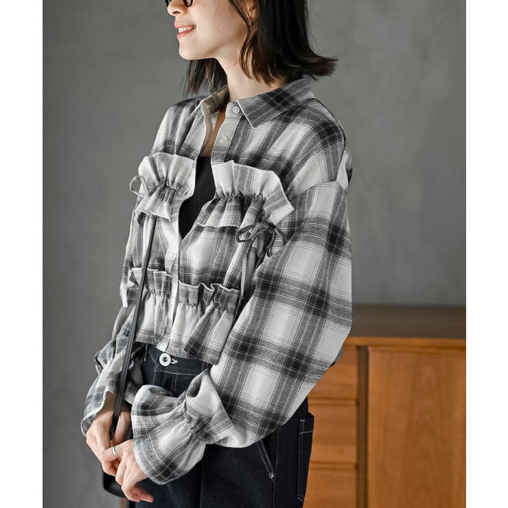 起毛チェックフリルシャツ[品番：RPSW0004004]｜rps（アールピーエス