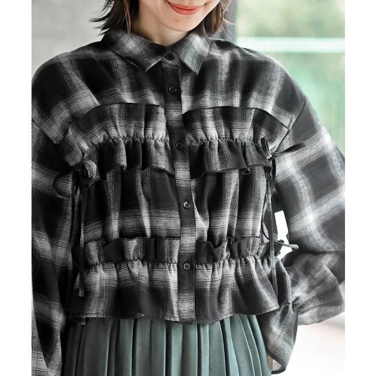 起毛チェックフリルシャツ[品番：RPSW0004004]｜rps（アールピーエス