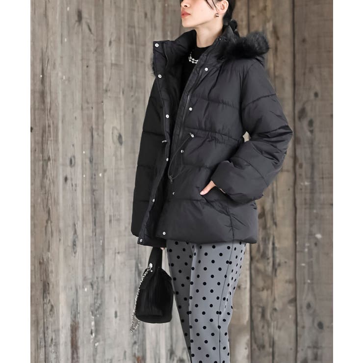 ベルト付き中綿フードフェイクファーミドルコート | rps | 詳細画像14 