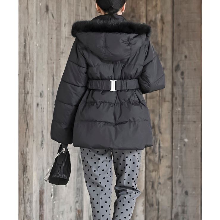 ベルト付き中綿フードフェイクファーミドルコート | rps | 詳細画像15 