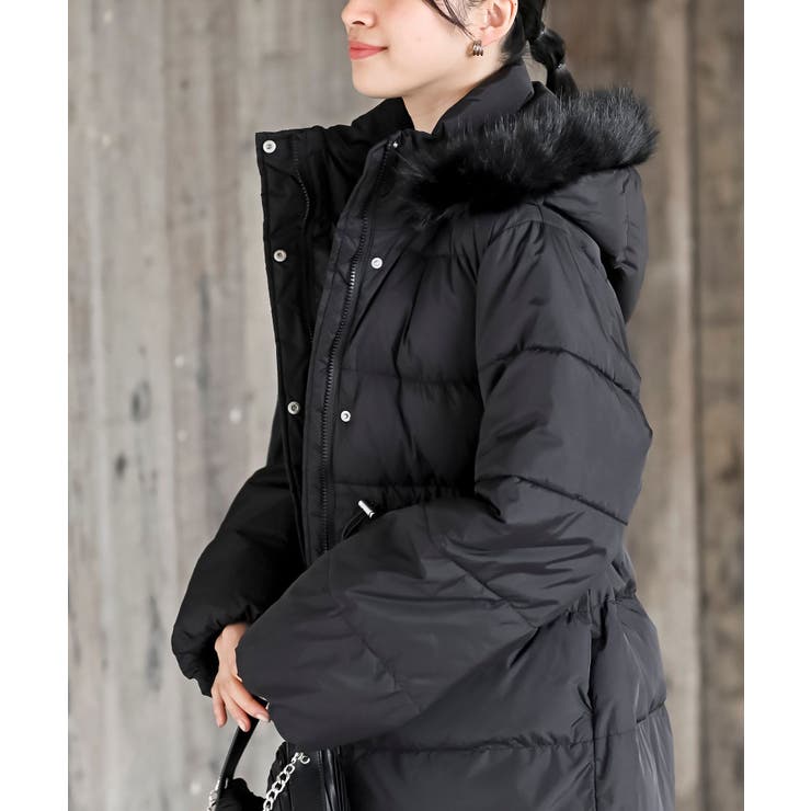 ベルト付き中綿フードフェイクファーミドルコート | rps | 詳細画像18 