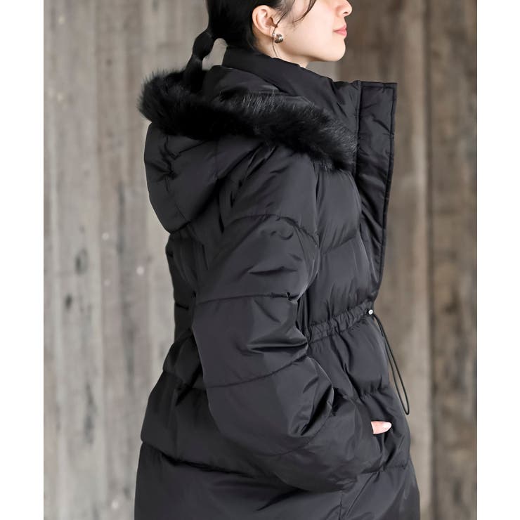 ベルト付き中綿フードフェイクファーミドルコート | rps | 詳細画像20 