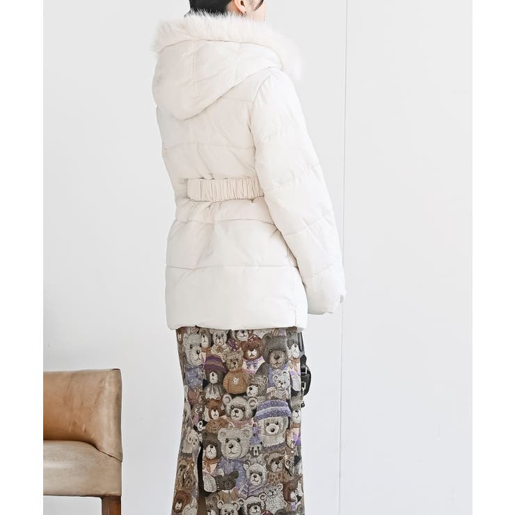 ベルト付き中綿フードフェイクファーミドルコート | rps | 詳細画像4 