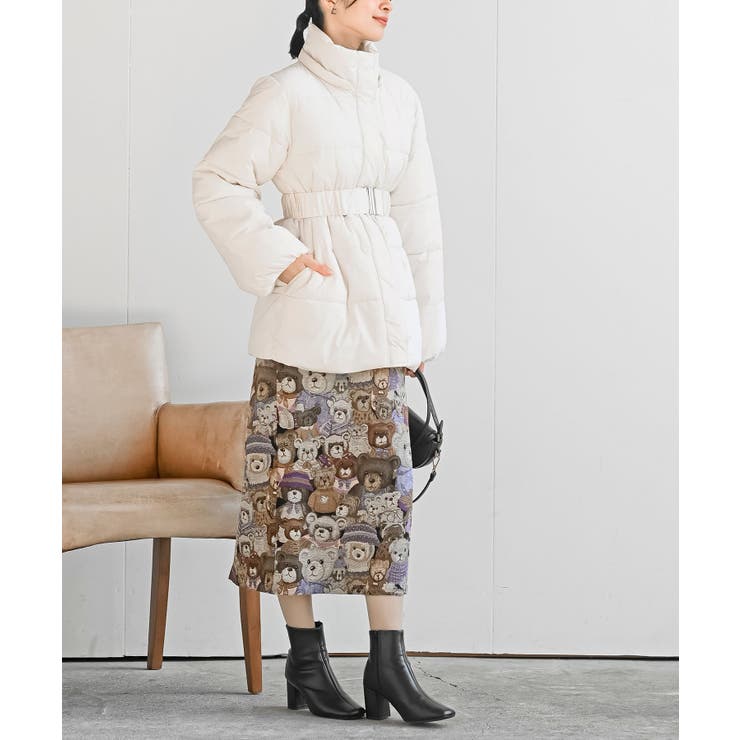 ベルト付き中綿フードフェイクファーミドルコート | rps | 詳細画像5 