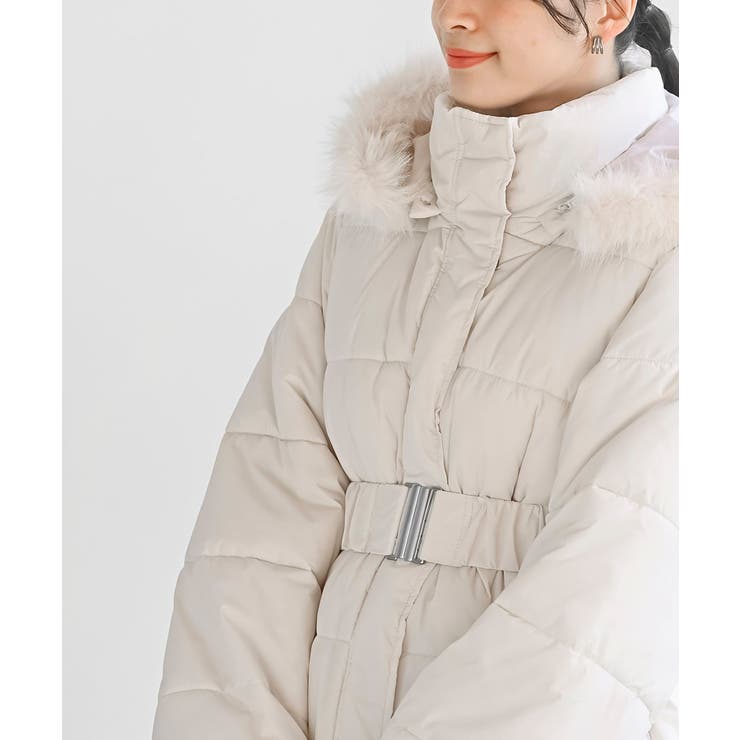 ベルト付き中綿フードフェイクファーミドルコート | rps | 詳細画像6 