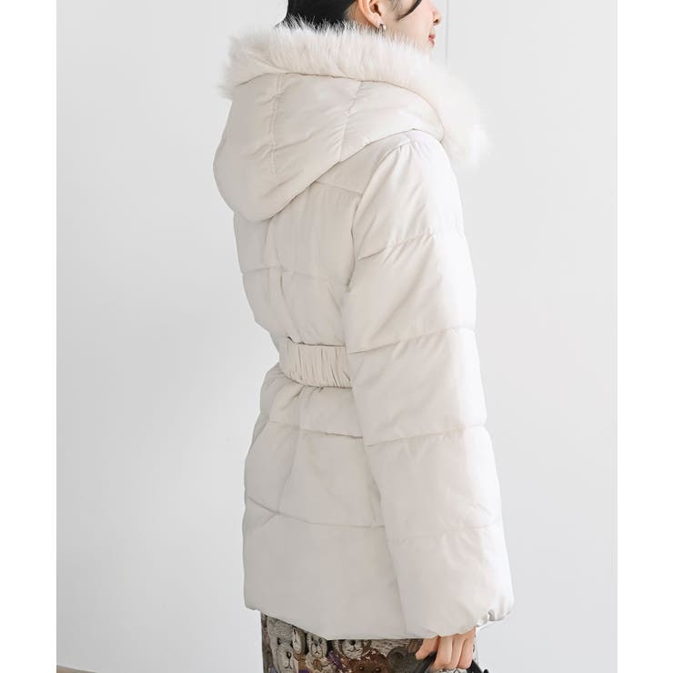 ベルト付き中綿フードフェイクファーミドルコート | rps | 詳細画像8 