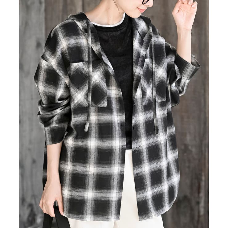 ブラック | フードビックチェックシャツ | rps