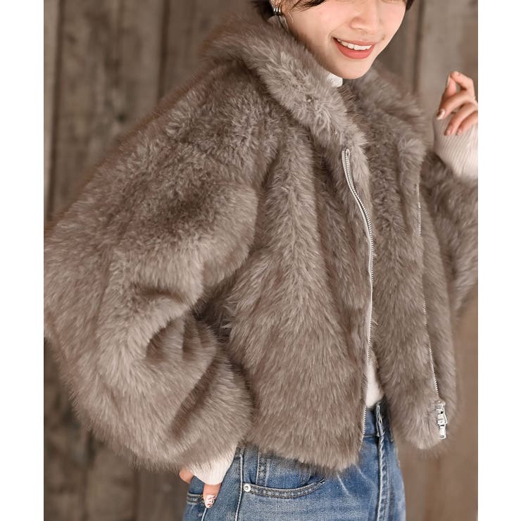 モカ | ミックスファー２ＷＡＹブルゾン | rps