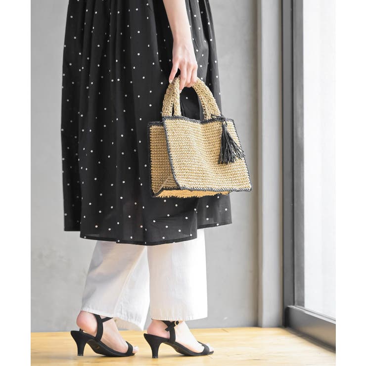 タッセル付き縁取りペーパーカゴバッグ | rps | 詳細画像10 