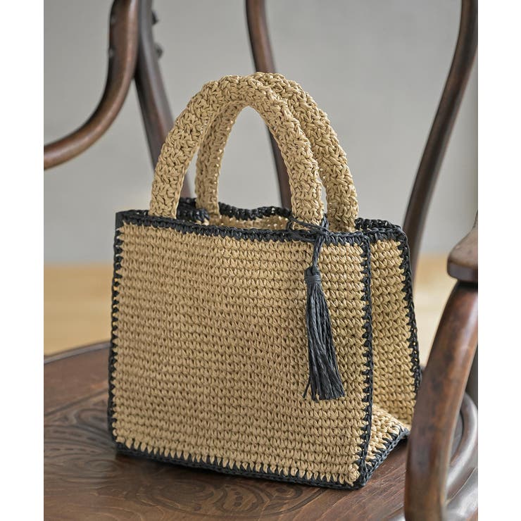 タッセル付き縁取りペーパーカゴバッグ | rps | 詳細画像13 