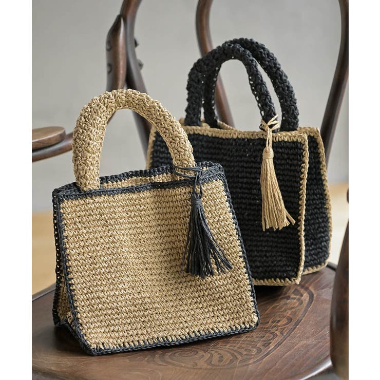 タッセル付き縁取りペーパーカゴバッグ | rps | 詳細画像14 