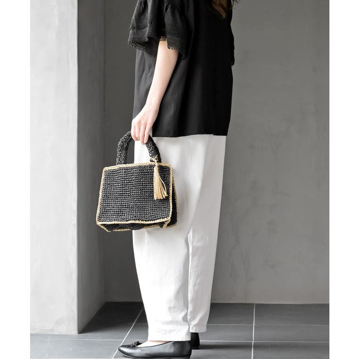 タッセル付き縁取りペーパーカゴバッグ | rps | 詳細画像4 