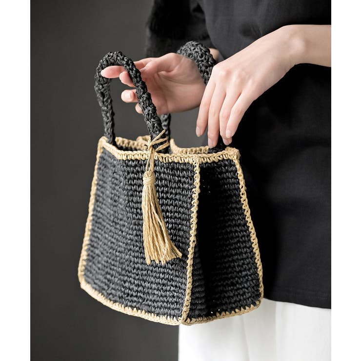 タッセル付き縁取りペーパーカゴバッグ | rps | 詳細画像6 