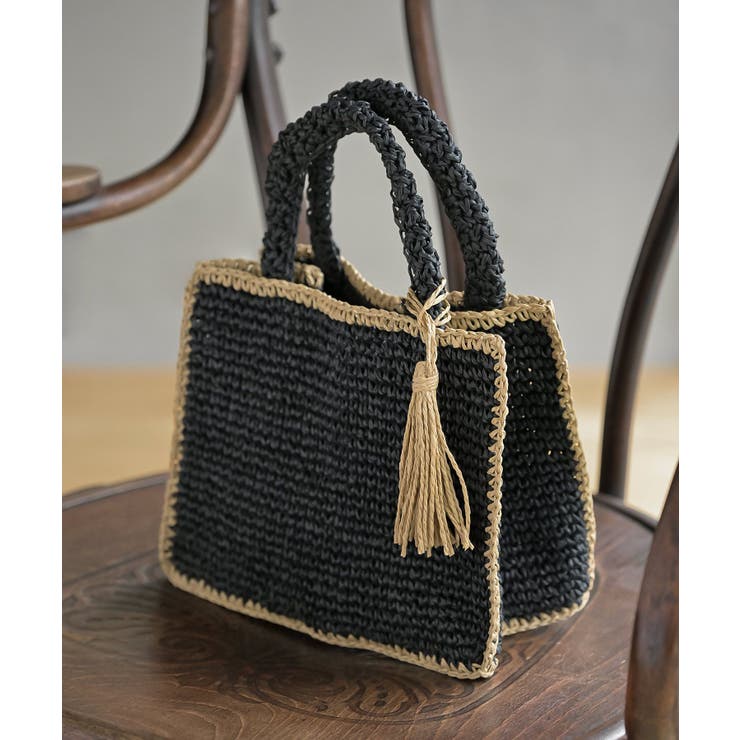 タッセル付き縁取りペーパーカゴバッグ | rps | 詳細画像7 