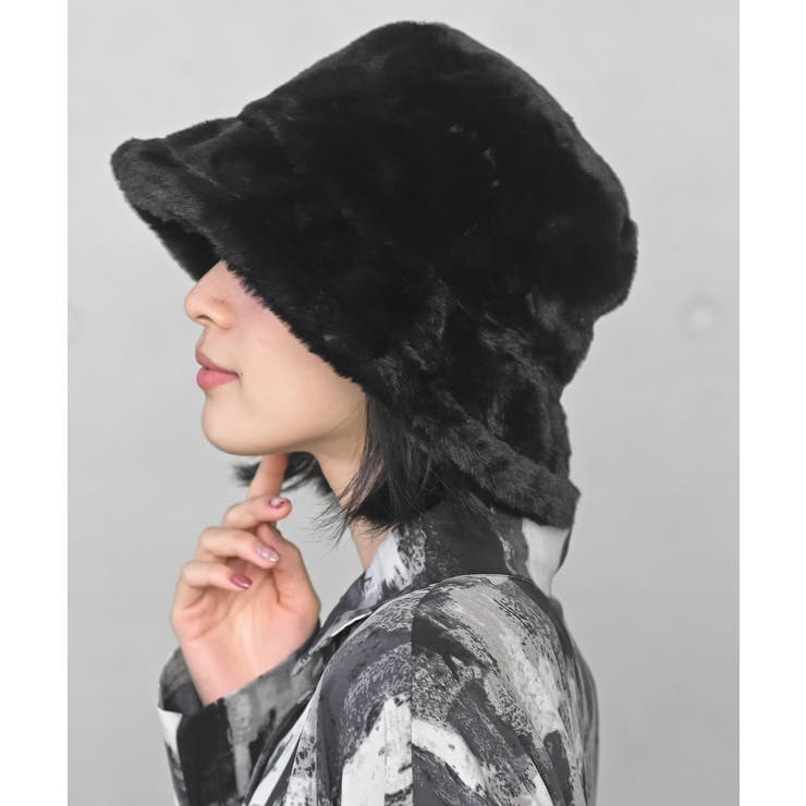 ブラック | フェイクファーバケットハット | rps