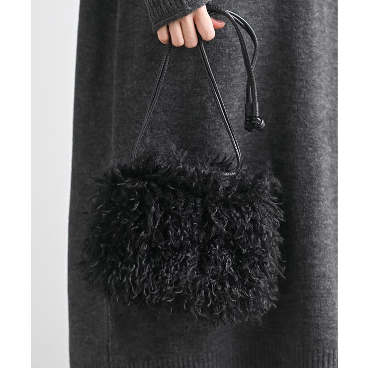 ブラック | ロングフェイクファー巾着ポシェット | rps