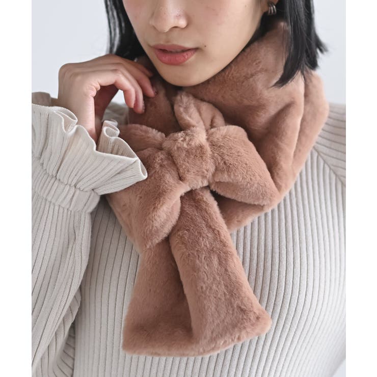 ピンク | リボンフェイクファーマフラー | rps