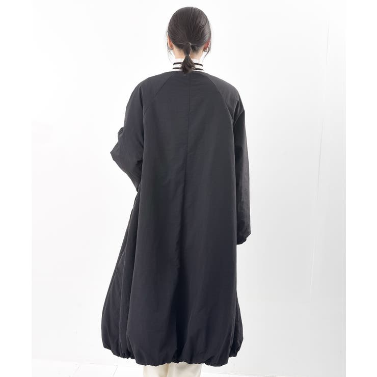 裾バルーン中綿ノーカラーロングコート[品番：RPSW0004239]｜rps