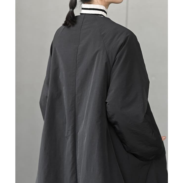 裾バルーン中綿ノーカラーロングコート[品番：RPSW0004239]｜rps