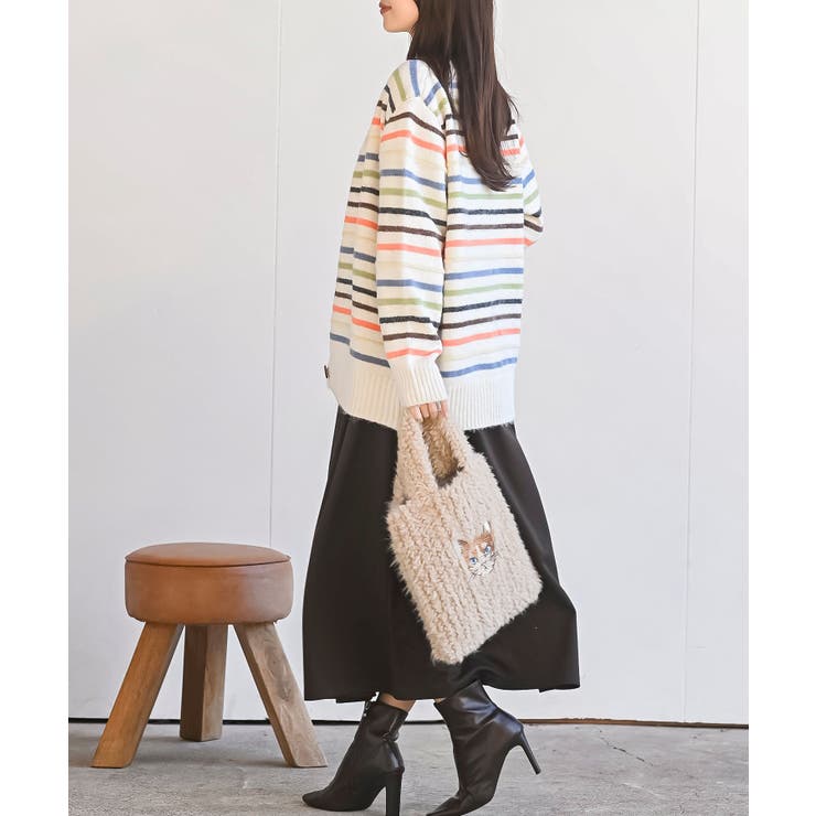 ネコ刺繍ボアバッグ | rps | 詳細画像6 